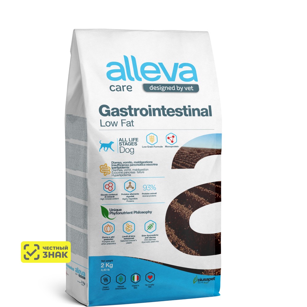 ALLEVA Care Gastrointestinal Low Fat Сухой диетический корм для собак, с курицей, 2 кг
ALLEVA Care Gastrointestinal Low Fat Сухой диетический корм для собак, с курицей, 2 кг