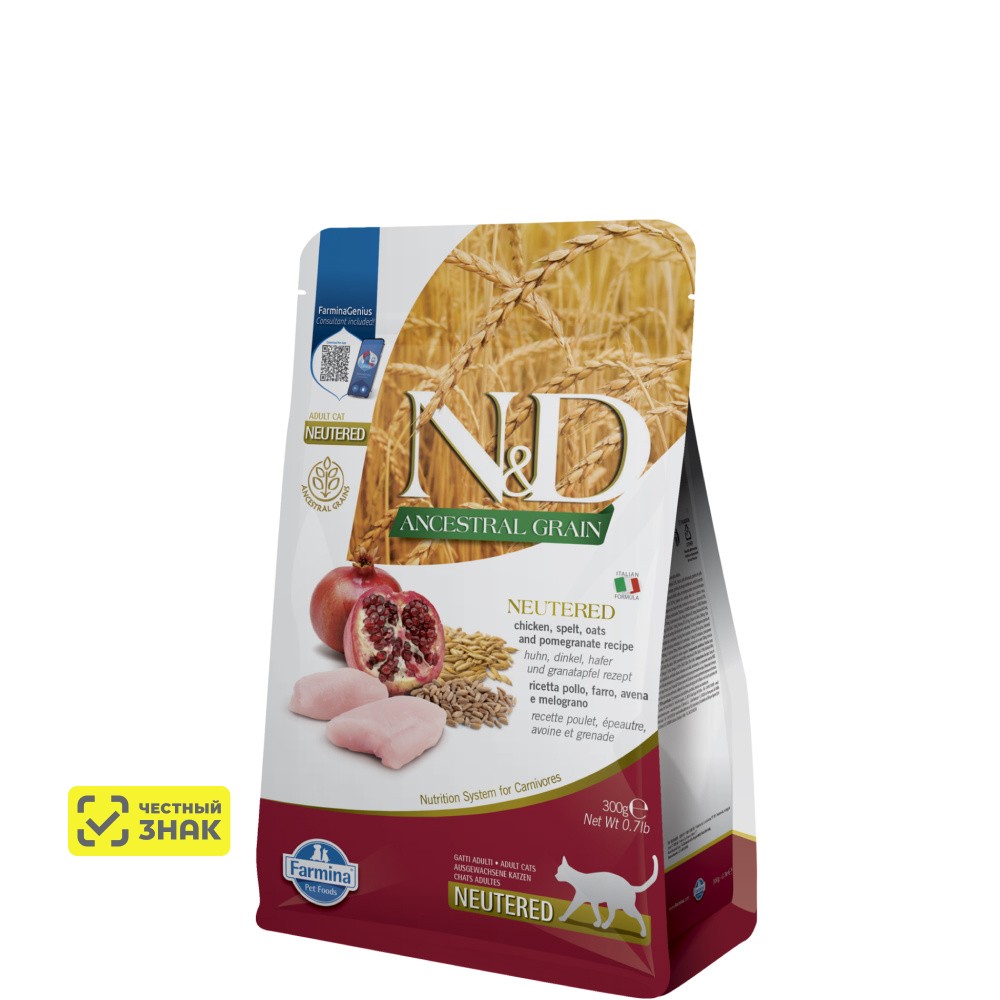 Farmina ND Ancestral Grain Сухой корм для стерилизованных кошек и кастрированных котов, курица, 300 гр.
Farmina ND Ancestral Grain Сухой корм для стерилизованных кошек и кастрированных котов, курица, 300 гр.