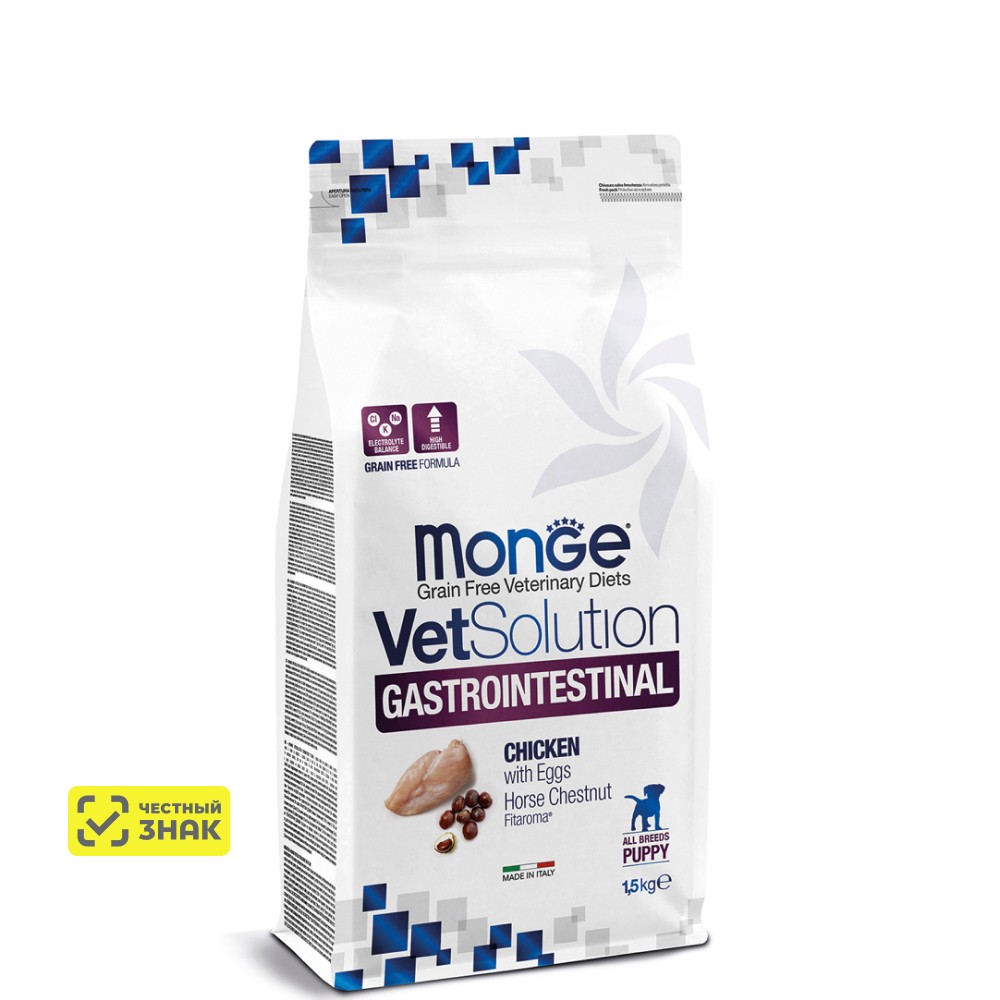 Monge VetSolution Dog Gastrointestinal Сухой корм для щенков при заболеваниях желудочно-кишечного тракта, 1,5 кг
Monge VetSolution Dog Gastrointestinal Сухой корм для щенков при заболеваниях желудочно-кишечного тракта, 1,5 кг