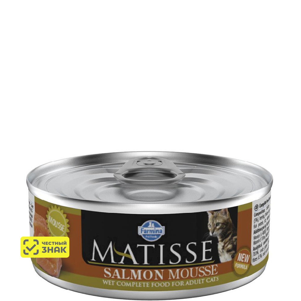 Farmina Matisse Влажный корм (консервы) для кошек, мусс с лососем, 85 гр.
Farmina Matisse Влажный корм (консервы) для кошек, мусс с лососем, 85 гр.