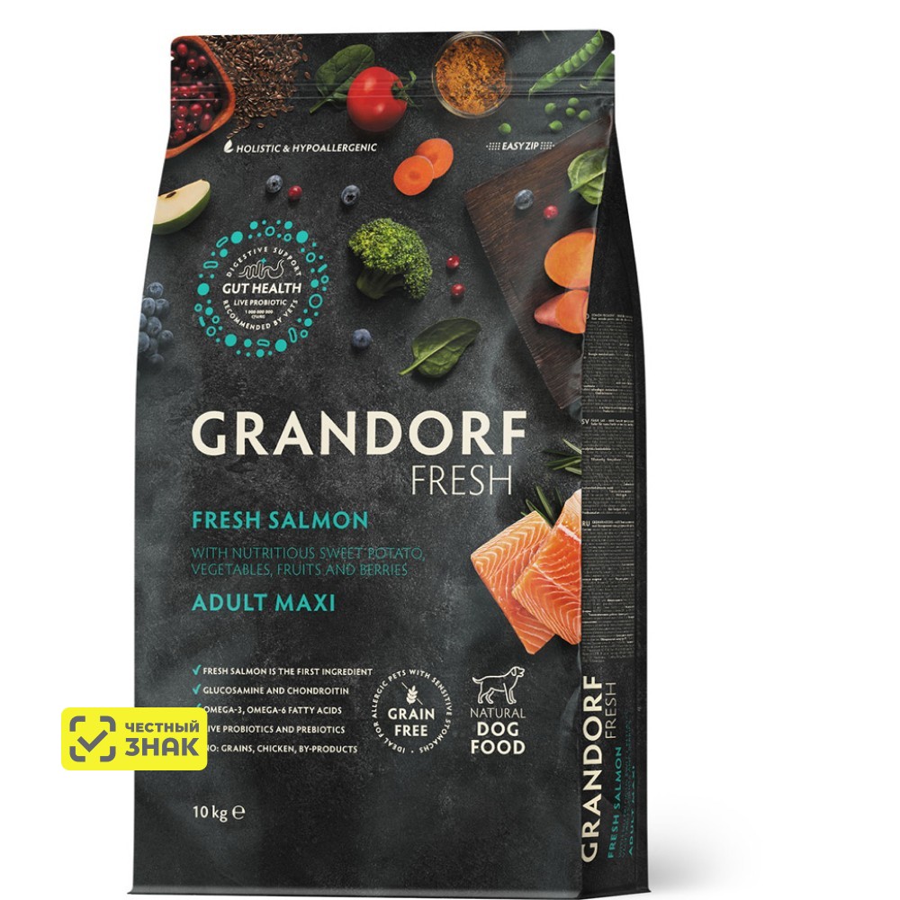 GRANDORF Fresh Adult Сухой корм для собак крупных пород, с лососем и бататом, 10 кг
GRANDORF Fresh Adult Сухой корм для собак крупных пород, с лососем и бататом, 10 кг