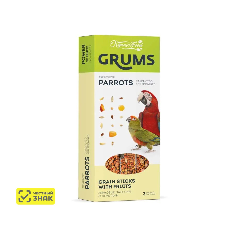 GRUMS Лакомство Зерновые палочки с фруктами для попугаев, 3х30 гр.
GRUMS Лакомство Зерновые палочки с фруктами для попугаев, 3х30 гр.