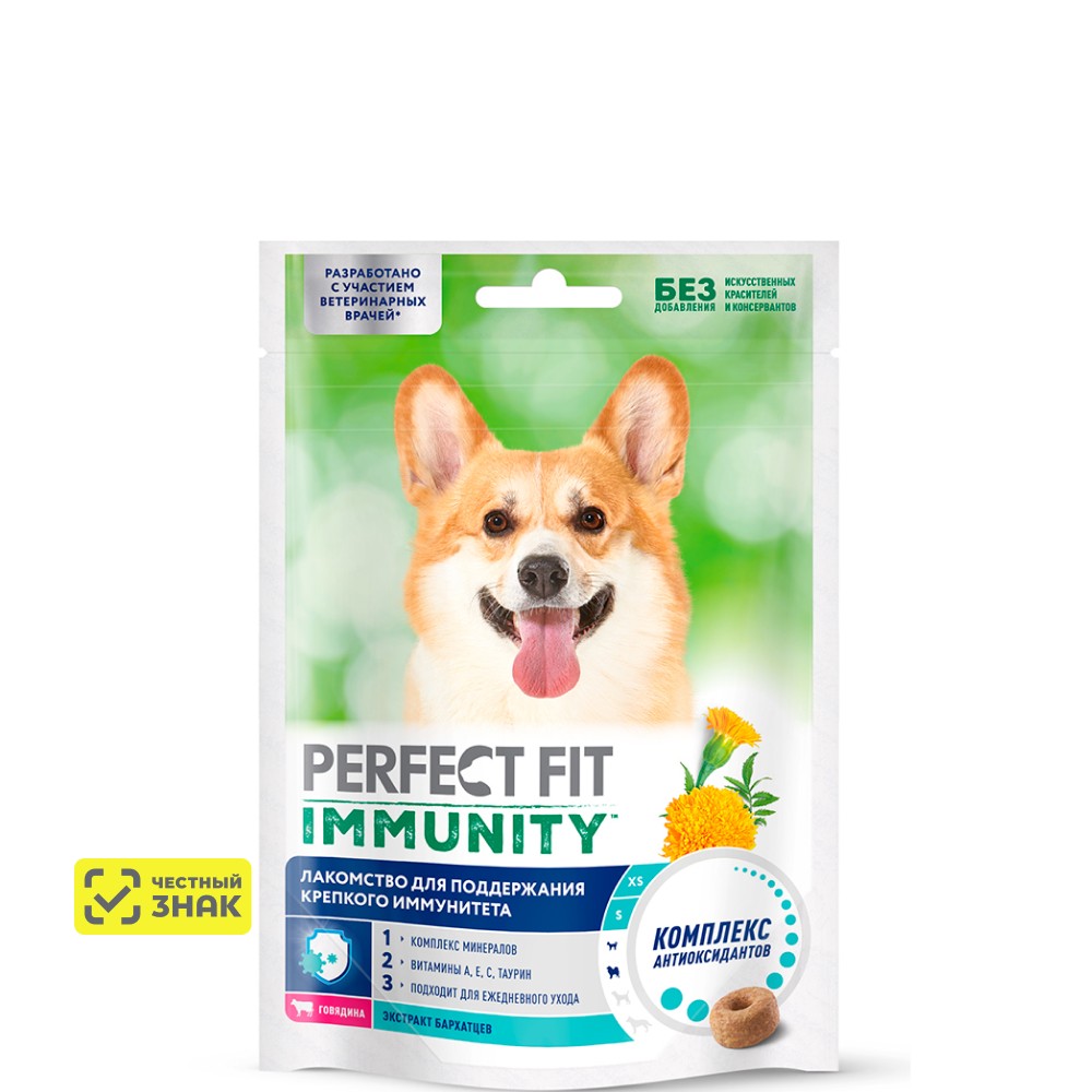 Perfect Fit Лакомство Immunity Говядина с добавлением экстракта бархатцев для собак, 90 гр.
Perfect Fit Лакомство Immunity Говядина с добавлением экстракта бархатцев для собак, 90 гр.