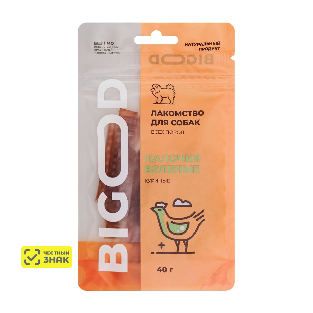 BIGOOD Лакомство Палочки вяленые куриные для собак всех пород, 40 гр.
BIGOOD Лакомство Палочки вяленые куриные для собак всех пород, 40 гр.