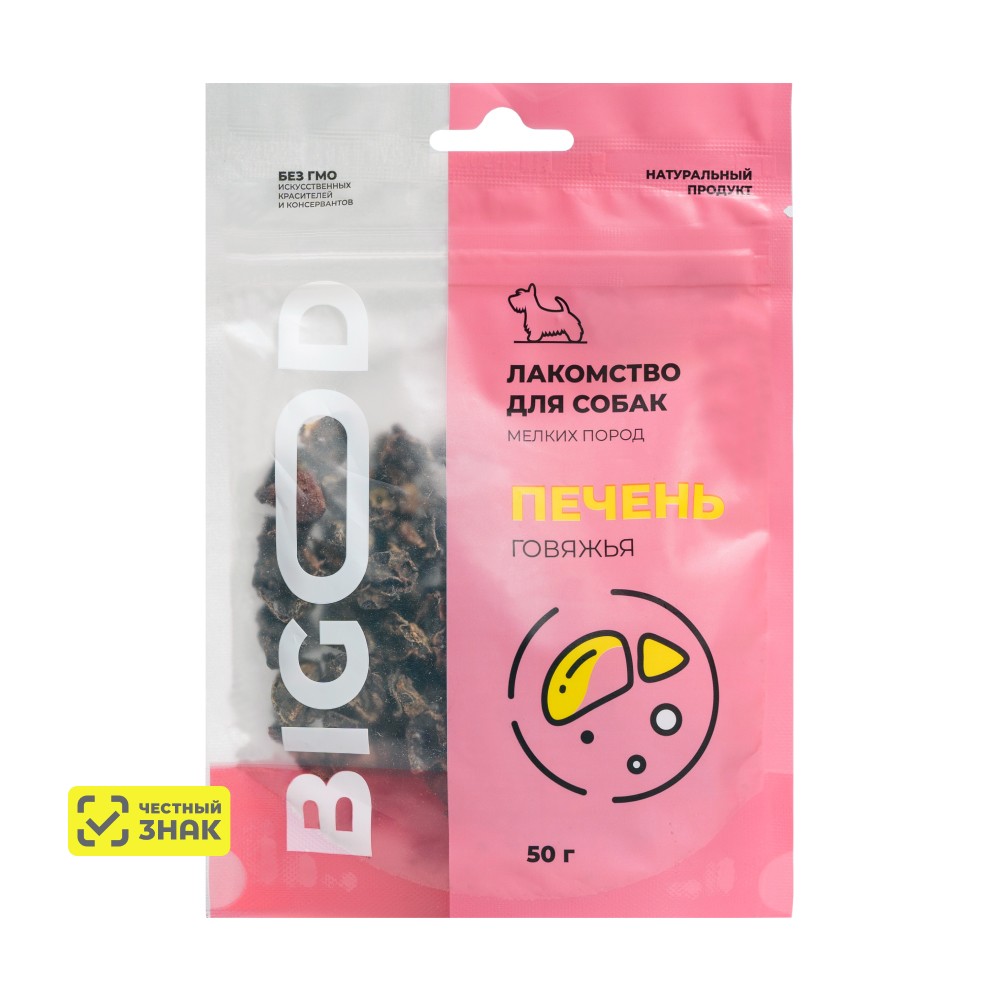 BIGOOD Лакомство Печень говяжья для собак, 50 гр.
BIGOOD Лакомство Печень говяжья для собак, 50 гр.