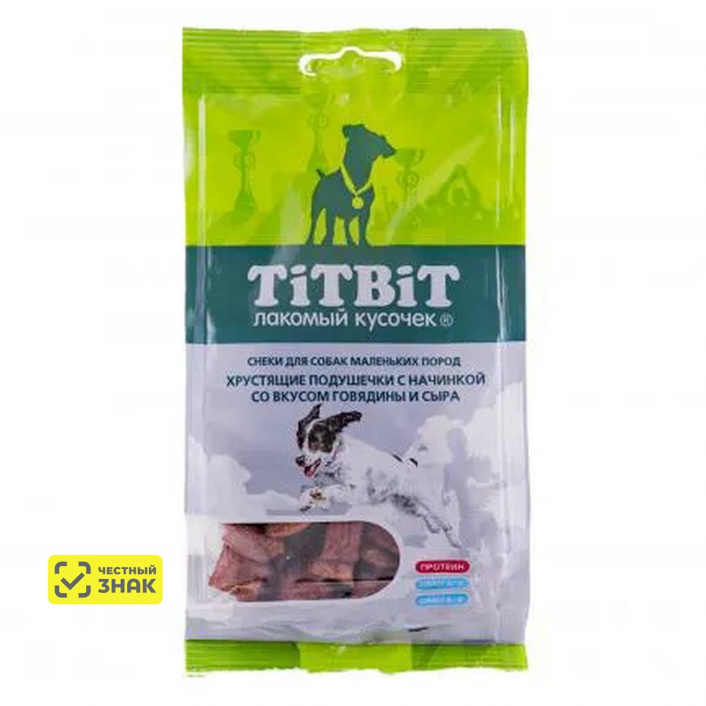 TiTBiT Лакомство Подушечки с говядиной и сыром для собак мелких пород, 95 гр.
TiTBiT Лакомство Подушечки с говядиной и сыром для собак мелких пород, 95 гр.