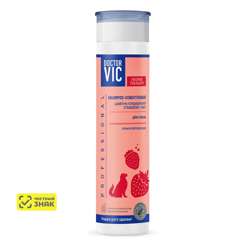 DOCTOR VIC Шампунь-кондиционер для собак всех пород Strawberry Tart, 250 мл
DOCTOR VIC Шампунь-кондиционер для собак всех пород Strawberry Tart, 250 мл