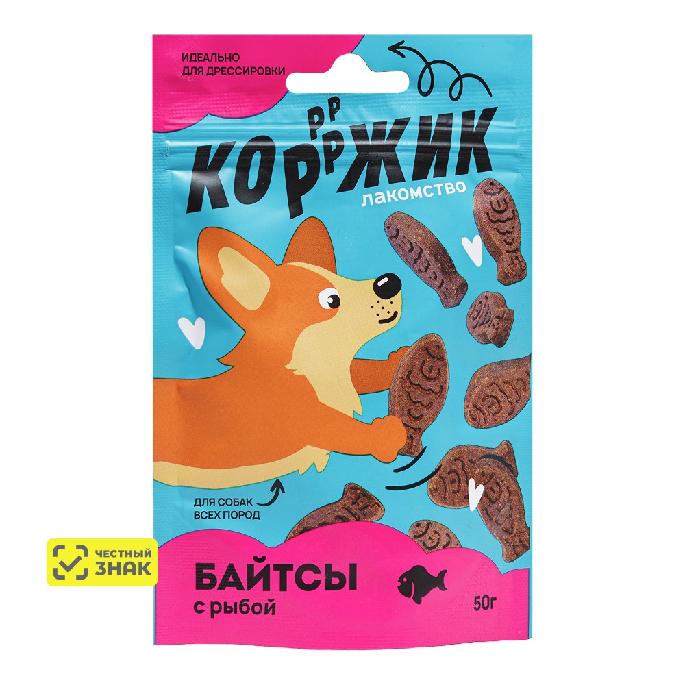 КОРЖИК Лакомство Байтсы для собак всех пород, с рыбой, 50 гр.
КОРЖИК Лакомство Байтсы для собак всех пород, с рыбой, 50 гр.