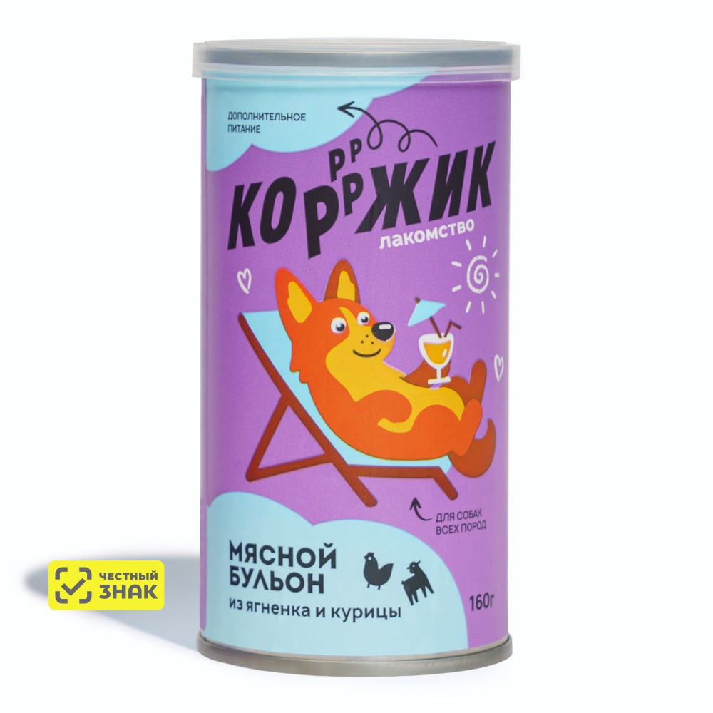 КОРЖИК Лакомство Мясной бульон для собак всех пород, с ягненком и курицей, 160 гр.
КОРЖИК Лакомство Мясной бульон для собак всех пород, с ягненком и курицей, 160 гр.