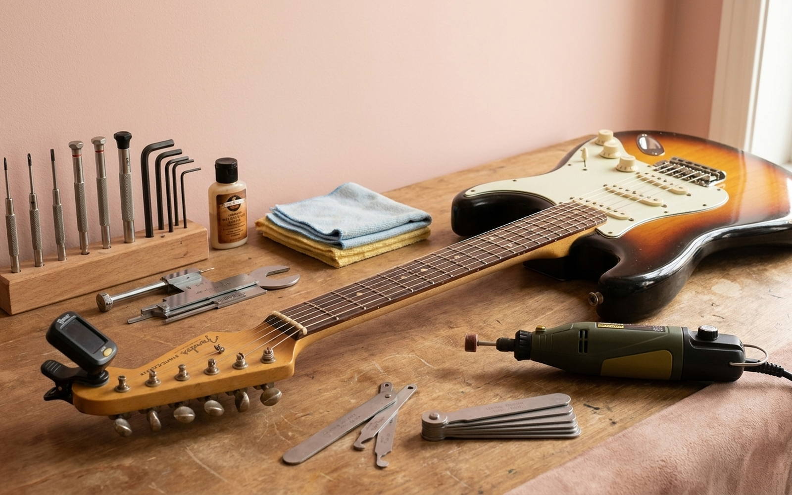 Подготовленная к продаже гитара Gibson после чистки, полировки и отстройки