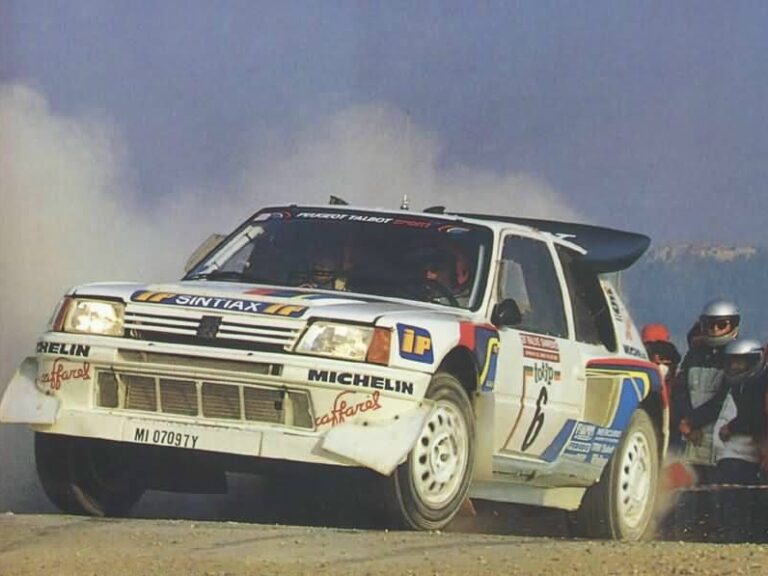 Исторический этап чемпионата мира по ралли Сан-Ремо 1986 года: Peugeot 205 T16 Evo 2 в действии
