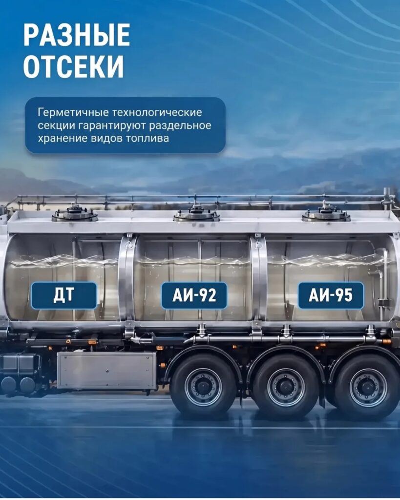 Как устроены бензовозы для перевозки нескольких видов топлива одновременно