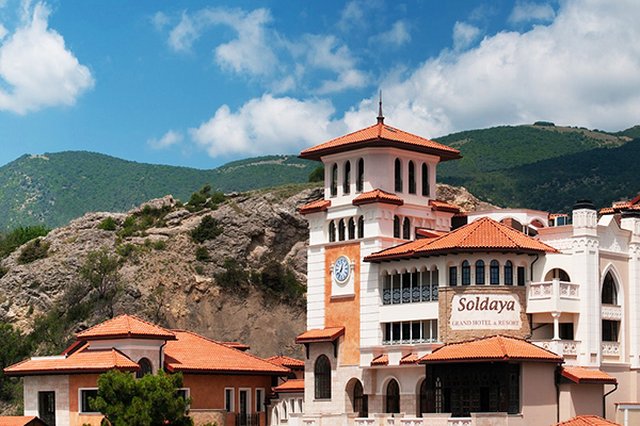 Soldaya Grand Hotel, Солдайя Гранд отель, Крым, Судак, корпус, фасад, внешний вид, главный корпус
