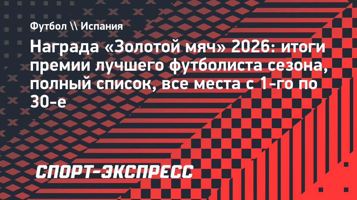 «Золотой мяч» — 2026: объявлены места с 16-го по 20-е