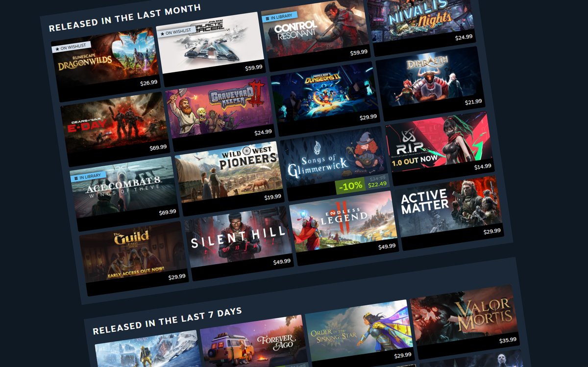Valve запустила персональный календарь релизов Steam для всех пользователей