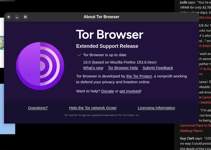 Выпущен Tor Browser 16.0 с нативной поддержкой ARM в Linux