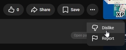 YouTube тестирует перенос кнопки дизлайка в меню с тремя точками
