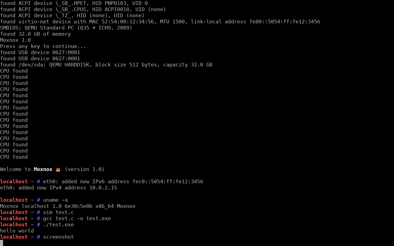 Moxnox: открытая ОС с ядром в стиле Windows NT достигла самосборки