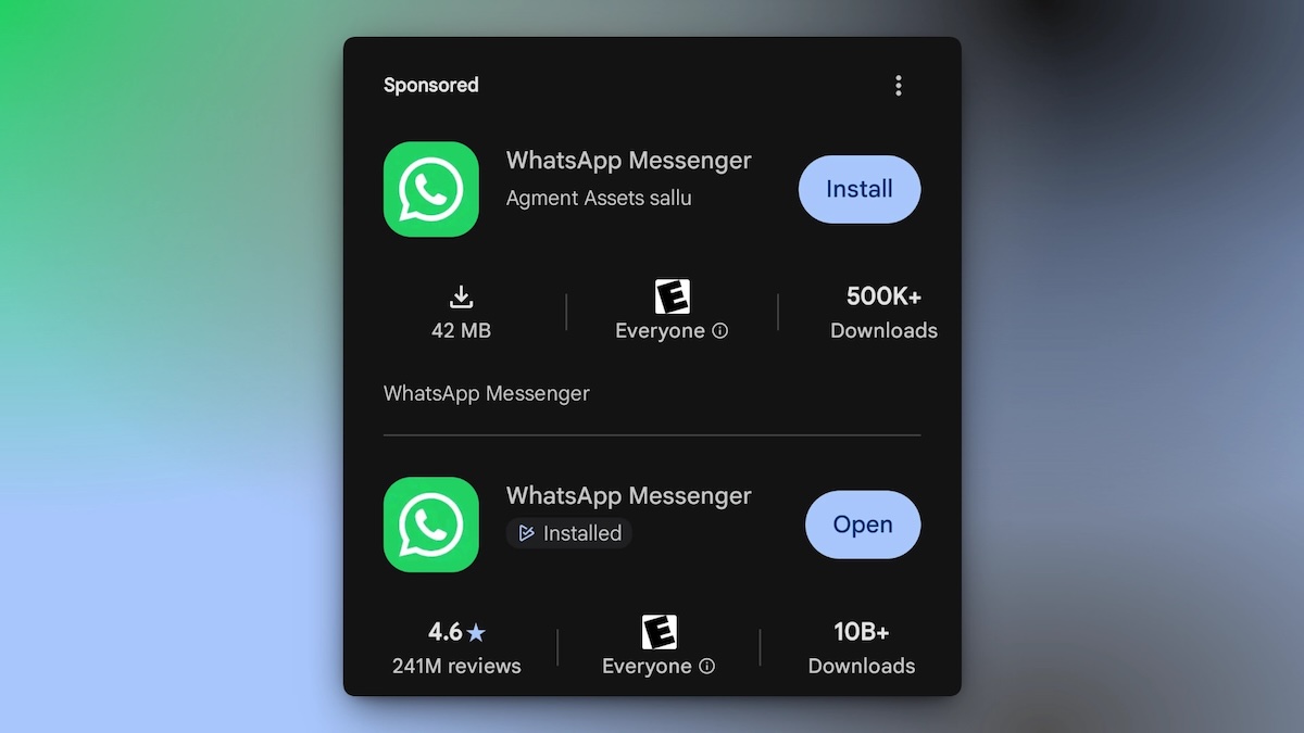 В Google Play обнаружили поддельный WhatsApp с 500 тысячами загрузок