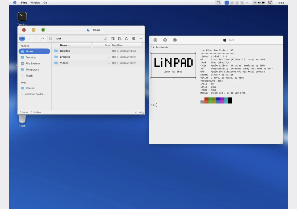 LinPad запускает Linux-приложения на iPad без джейлбрейка