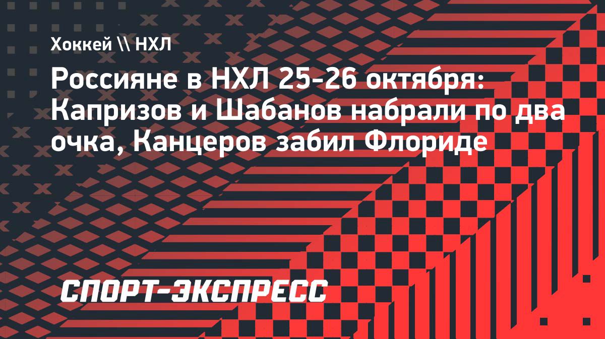 Капризов и Шабанов набрали по два очка в матчах НХЛ