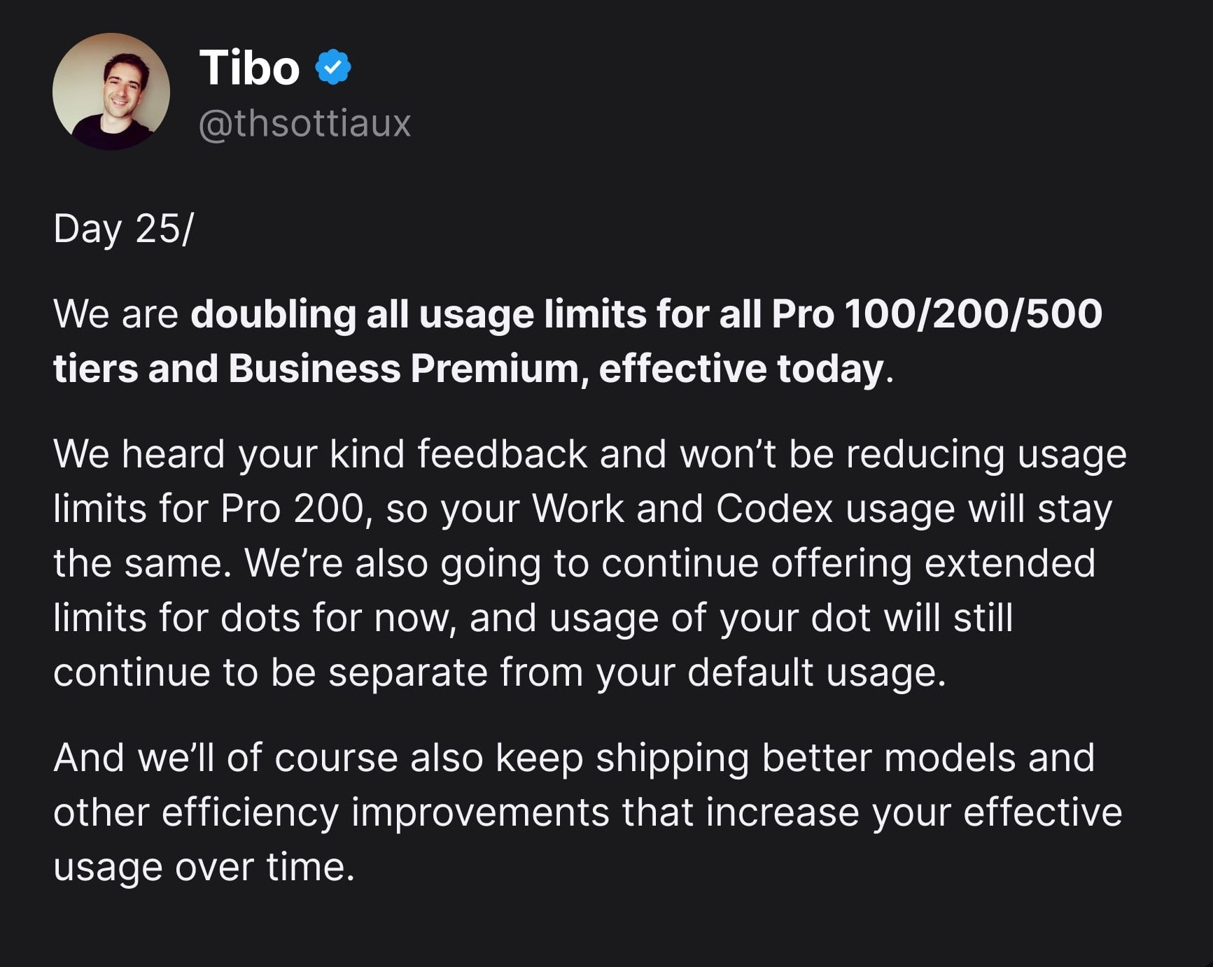 OpenAI повысила лимиты ChatGPT Work и Codex на тарифах Pro