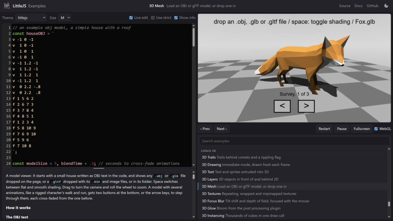 LittleJS получил 3D-рендер, редакторы уровней и инструменты для ИИ