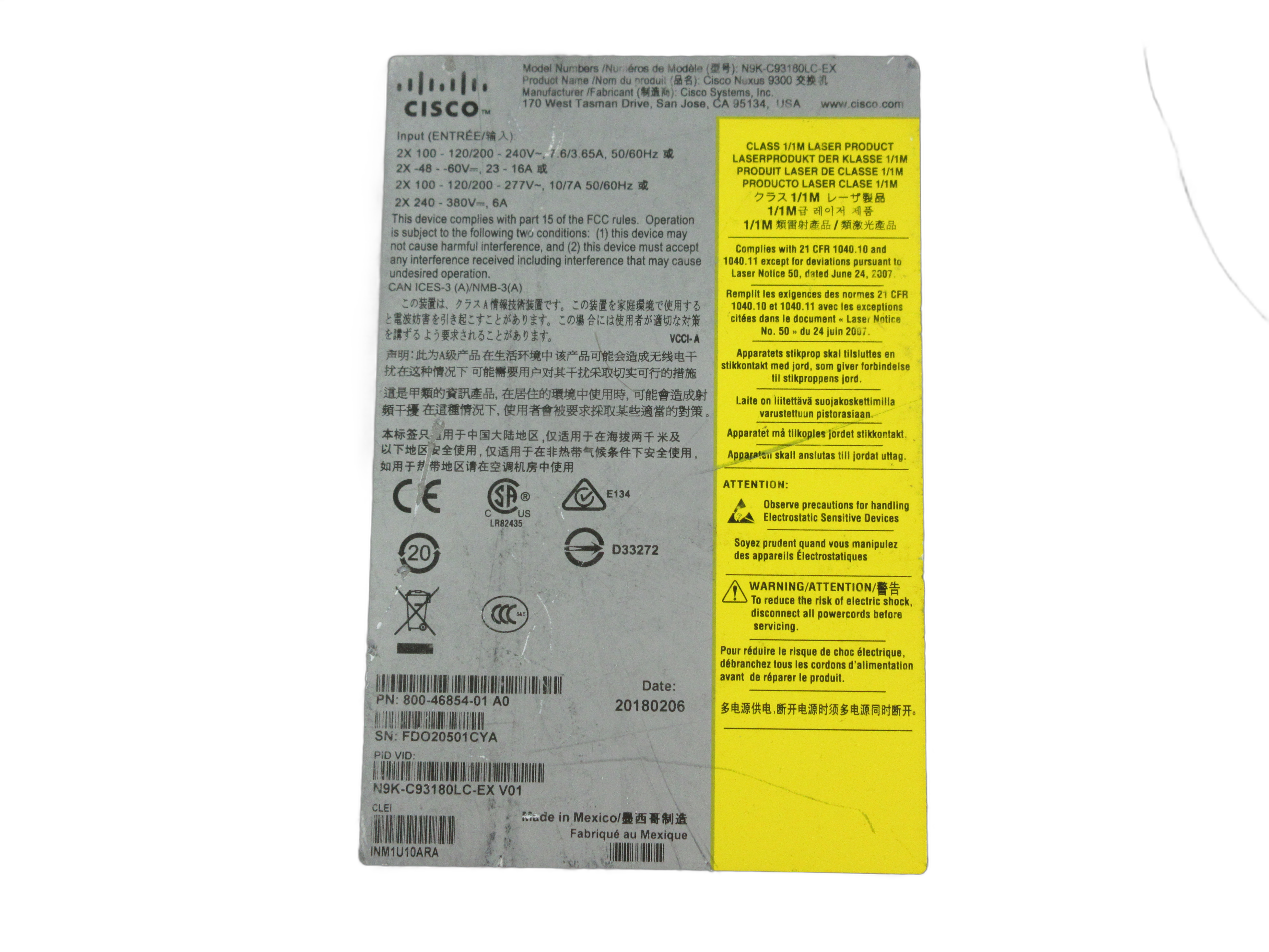 Коммутатор Cisco N9K-C93180LC-EX — фото 6
