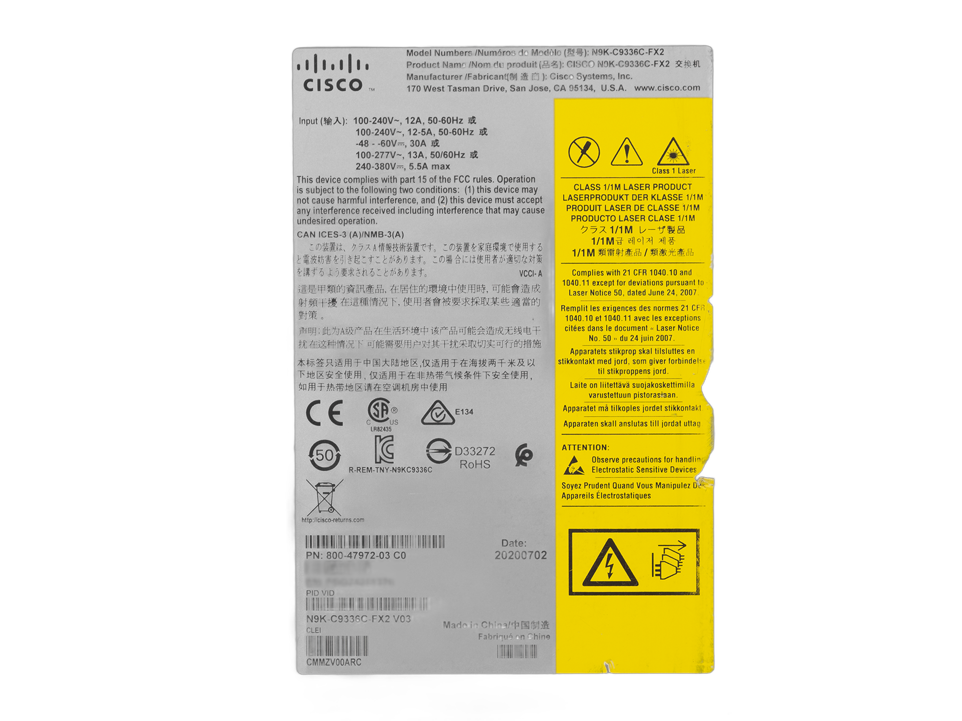 Коммутатор Cisco N9K-C9336C-FX2 — фото 5