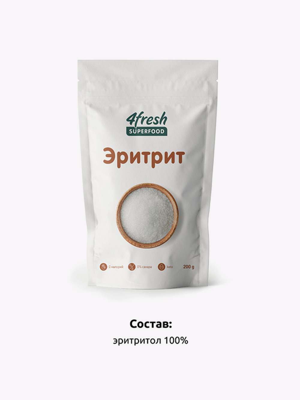 Купить Эритрит 4fresh FOOD, 200 г в интернет-магазине натуральных товаров |  4fresh