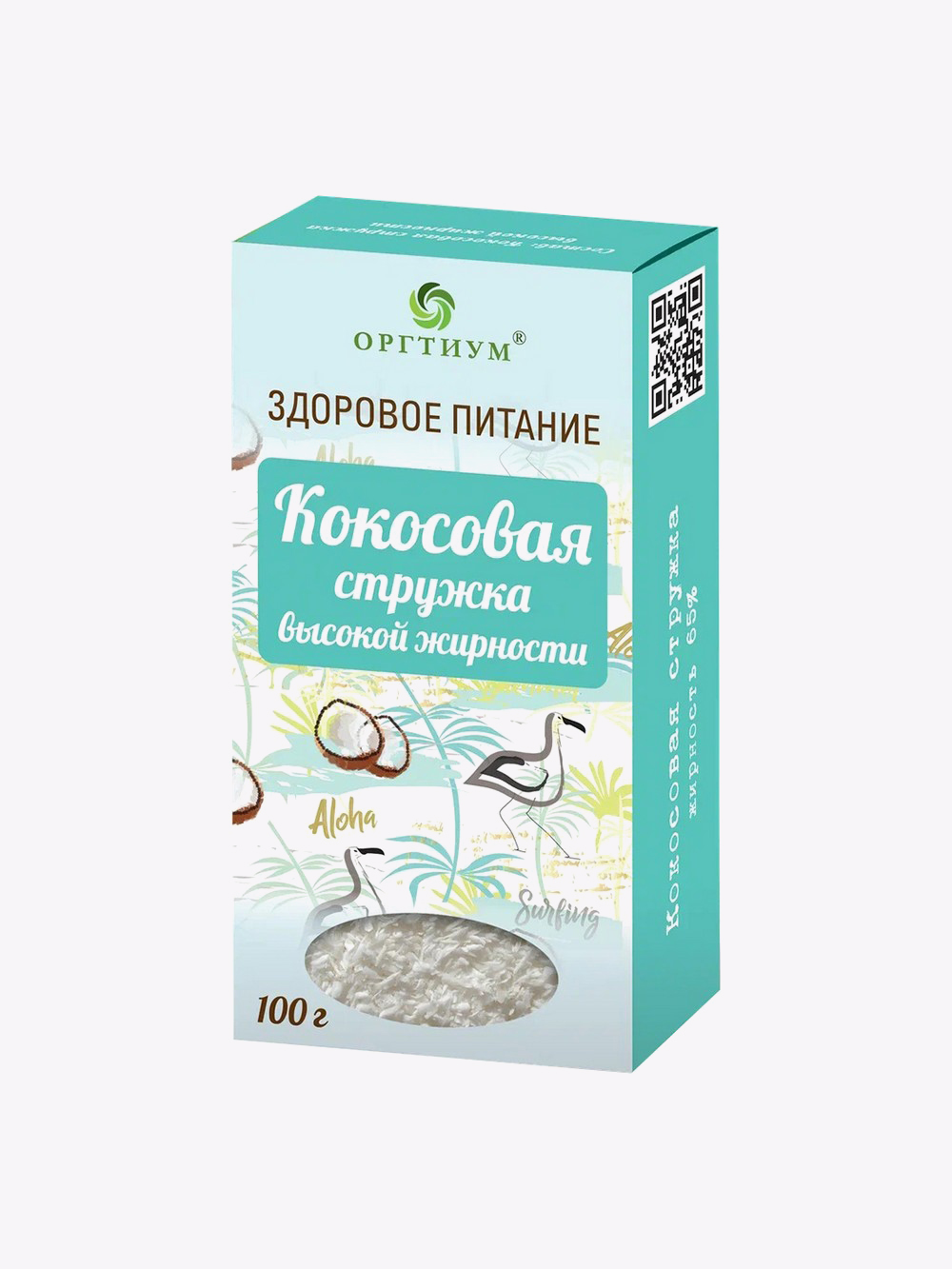 Купить Кокосовая стружка высокой жирности 65% Оргтиум, 100 г в интернет- магазине натуральных товаров | 4fresh