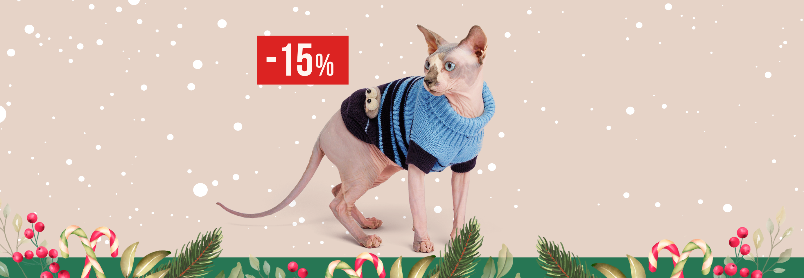 Специальная скидка 15% на все свитеры для кошек и собак