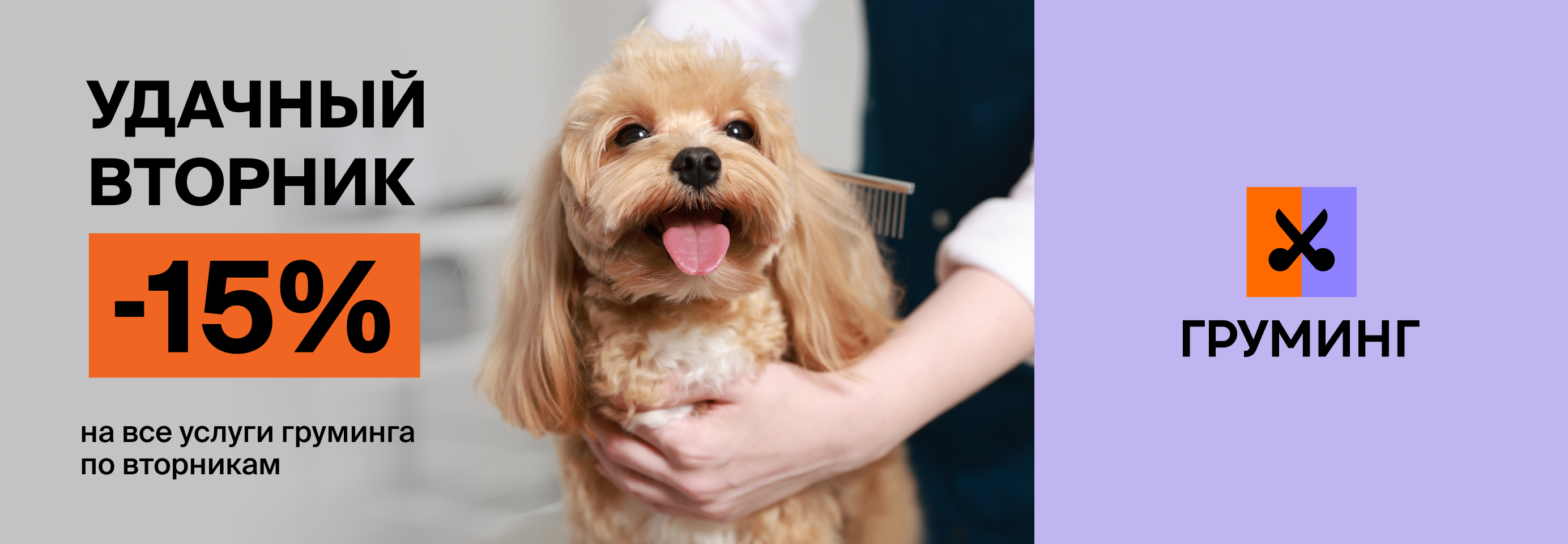 Скидка 15% на все услуги груминга по вторникам