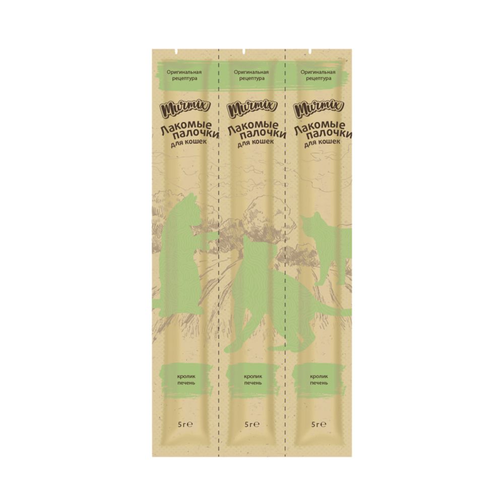 Каталог Кошки Лакомства Мясные, вяленые, печеные Murmix Лакомство для кошек с кроликом и печенью, 3 шт. по 5 гр.