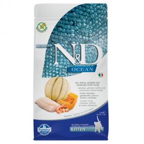 OCEAN CAT корм сухой для котят, с треской, креветкой, тыквой и дыней, 1,5кг