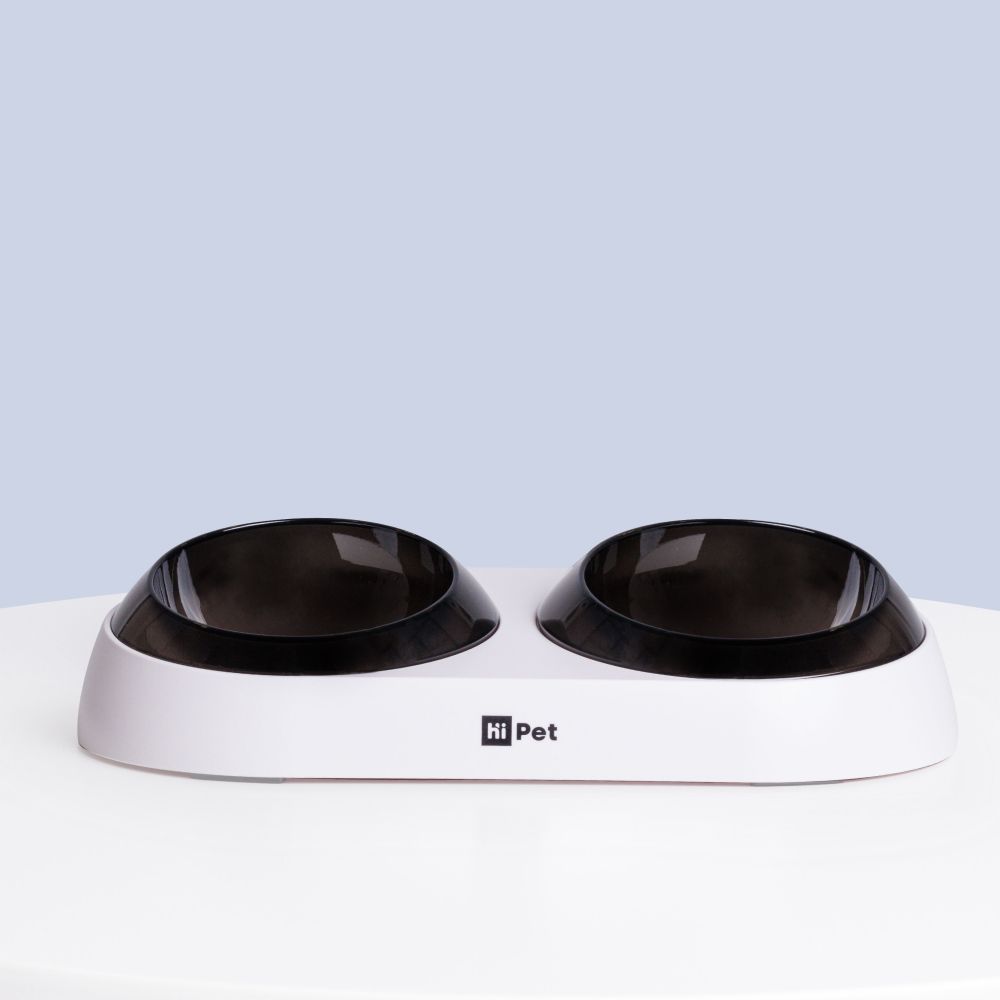 Миска двойная с уклоном и нескользящим дном для кошек и собак, 2 шт. по 420 мл, черно-белая