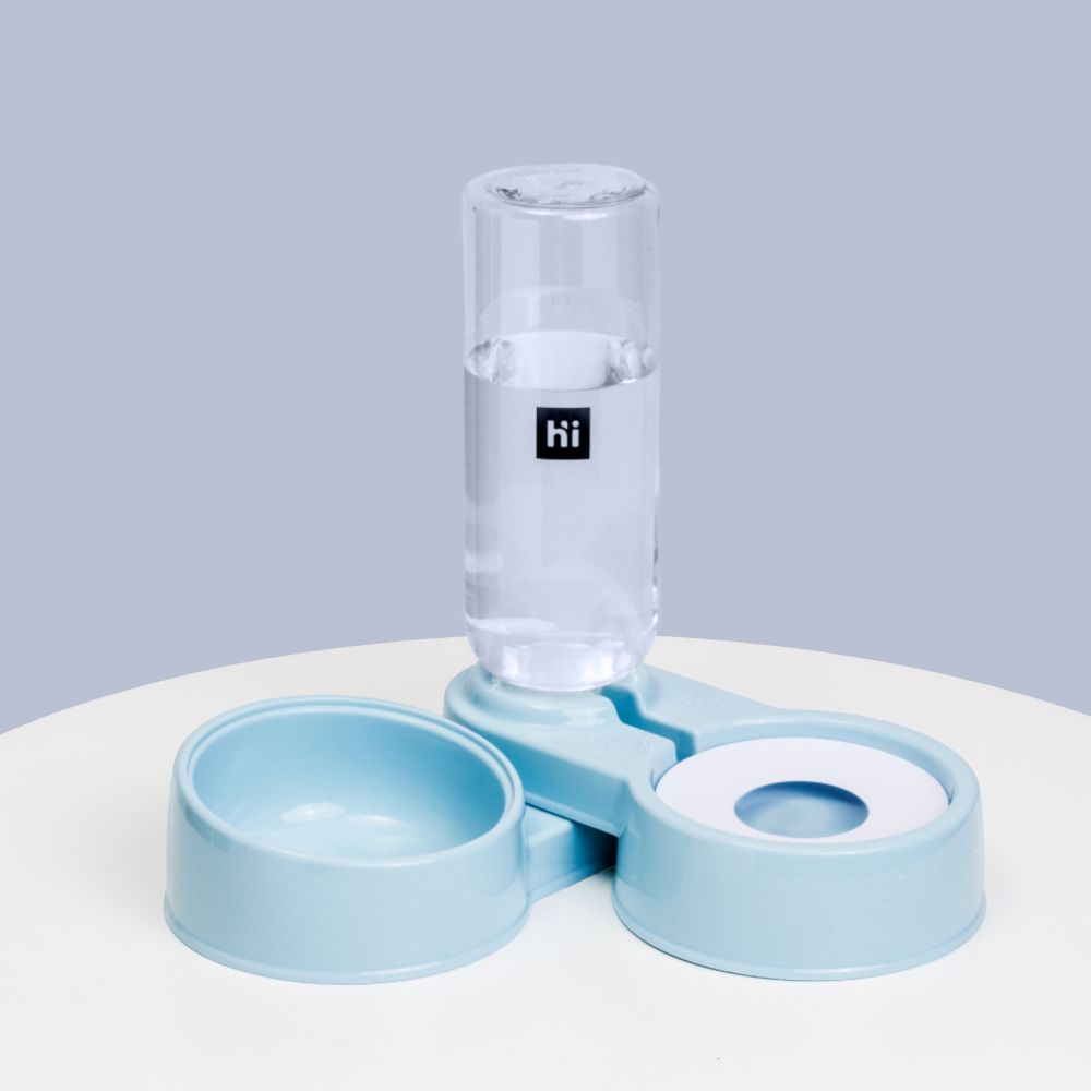 Автопоилка двойная для кошек и собак, 750 мл, голубая