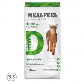 Корм сухой для кошек с чувствительным пищеварением с индейкой и лососем