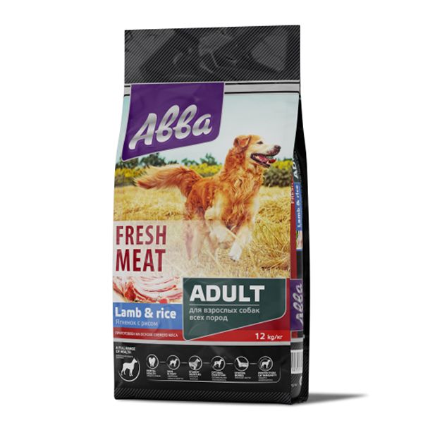 Fresh meat Корм сухой на основе свежего мяса для взрослых собак всех пород, с ягненком и рисом
