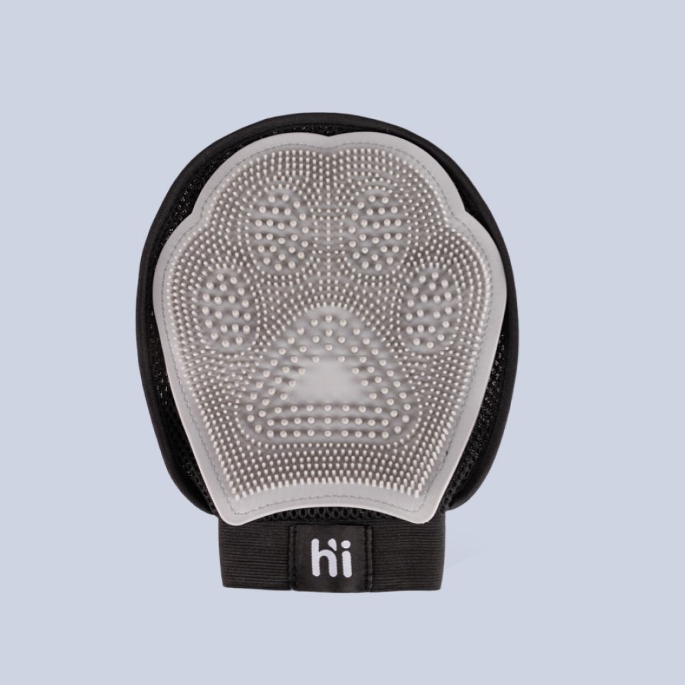 Рукавица для шерсти серо-черная