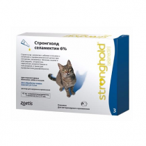 Стронгхолд капли на холку для кошек весом до 7,5 кг от блох и гельминтов, 3 пипетки