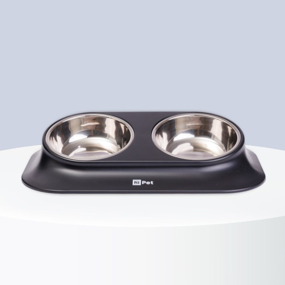 Миска двойная с уклоном для кошек и собак, 420 мл, черная