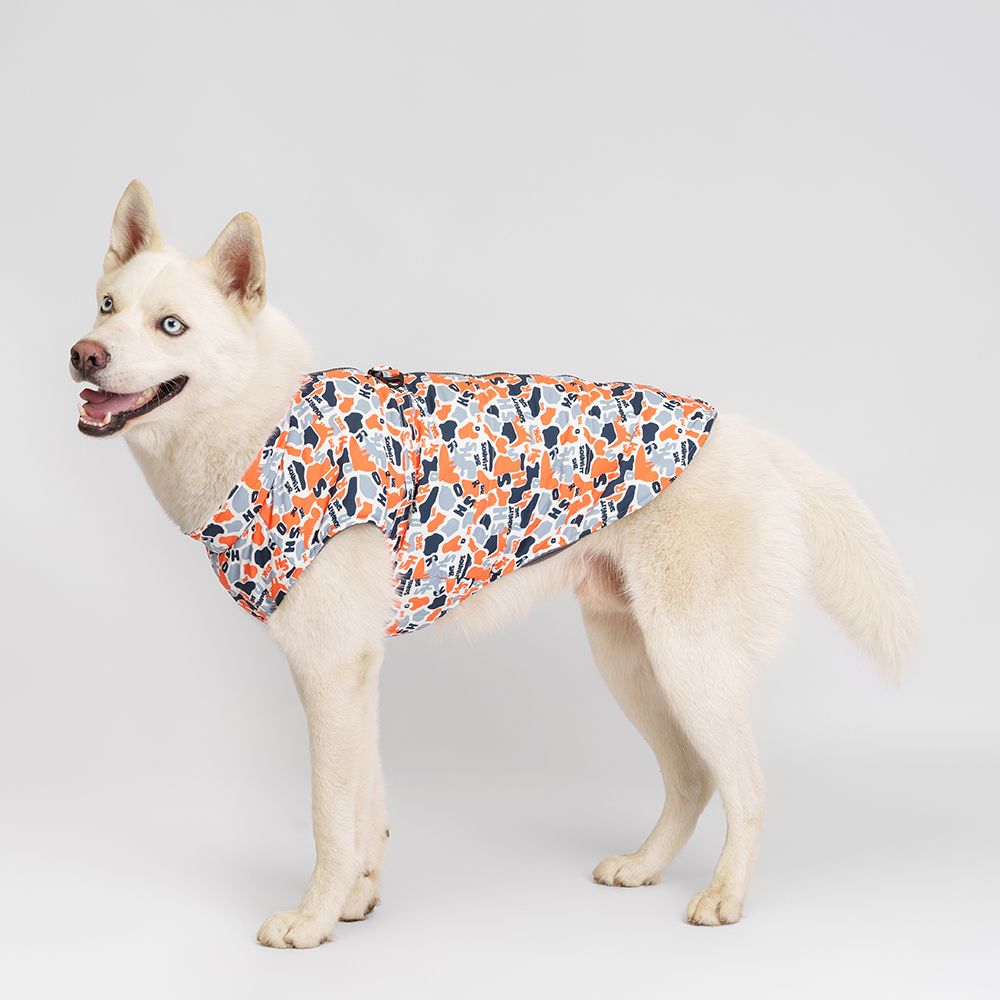 Petmax Куртка на замке для собак, 4XL,серо-оранжевая (унисекс)