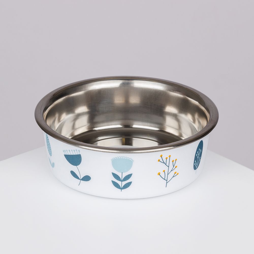 Petmax Миска металлическая с тяжелым прорезиненным дном для собак и кошек, 450 мл