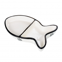 Rurry Миска двойная рыбка белая с лапками 27см керамика