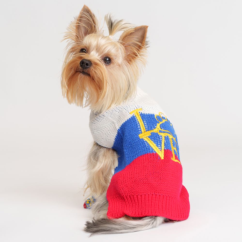 Petmax Свитер для кошек и собак Love, XS, сине-красный