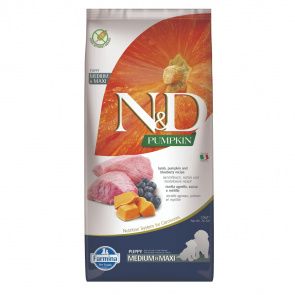 N&D PUMPKIN сухой корм для щенков средних и крупных пород, с ягненком, тыквой и черникой, 12кг