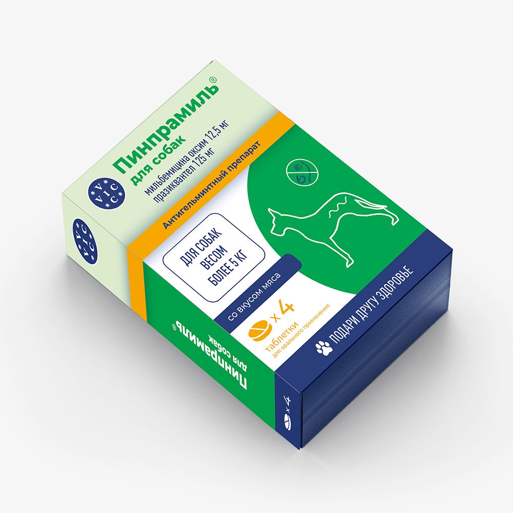 VIC Пинпрамиль Антигельминтный препарат для собак крупных пород весом более 5 кг, 4 таблетки VIC Пинпрамиль Антигельминтный препарат для собак крупных пород весом более 5 кг, 4 таблетки