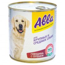 консервы для собак средних и крупных пород, с говядиной и сердцем, 750 г