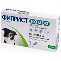 Фиприст капли на холку для собак весом от 10 до 20 кг от блох и клещей, 1 пипетка